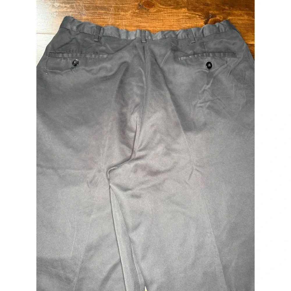 VTG Savane Mens Black Comfort Plus Waistband Pleated Dress Pants‎ 36X30 Cuffed